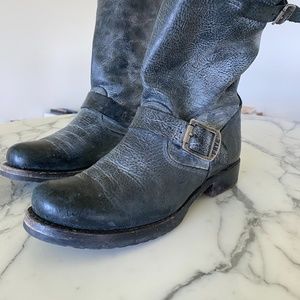 Frye Veronica Slouch Moto Boots, distressed black